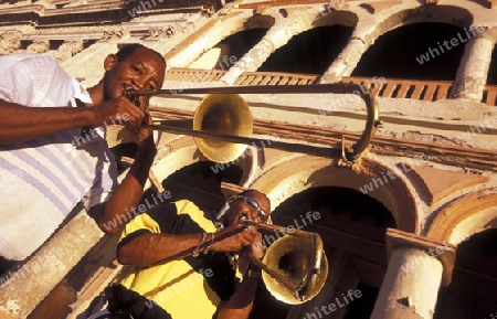 music at the Malecon in the old town of the city Havana on Cuba in the caribbean sea.