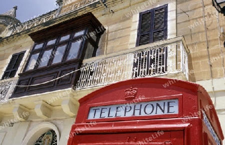Brithish Telephone Cabin in the old Town of Valletta on Malta in Europe.
