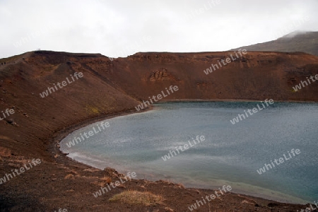 Der Norden Islands, Stora Viti-Krater mit dem gleichnamigen See des Zentralvulkans Krafla am Myvatn-See  
