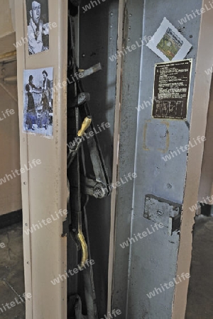 Hebelmechanismus zum Schliessen der Gittert?ren im Gef?ngnis,   Alcatraz Island, Kalifornien, USA