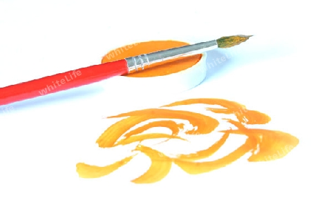 Orange Farbenspiel - Pinsel