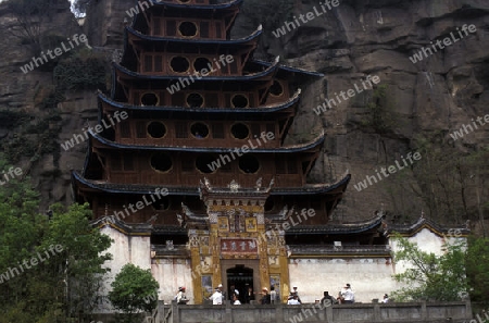 a temple at the village of Shibaozhai near the city of wushan on the yangzee river near the three gorges valley up of the three gorges dam project in the province of hubei in china.