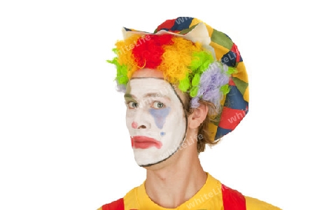 Farbenfroher Clown auf weissem Hintergrund