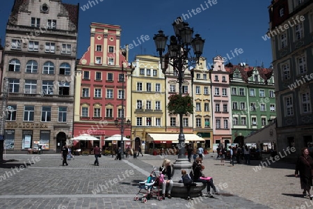 Der Stray Rynek Platz  in der Altstadt von Wroclaw oder Breslau im westen von Polen.