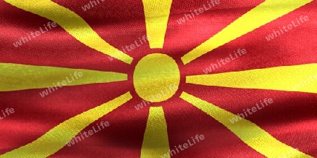 North Macedonia flag - realistic waving fabric flag