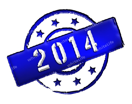 Sign and stamp named "2014" for your presentation, for websites and many more.