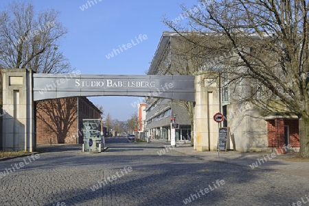 Haupteingang zu den Filmstudios in Potsdam Babelsberg, Brandenburg, Deutschland