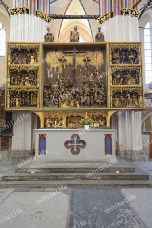 Altar der Nikolaikirche, Altstadt,   Hansestadt Stralsund, Unesco Weltkulturerbe, Mecklenburg Vorpommern, Deutschland, Europa