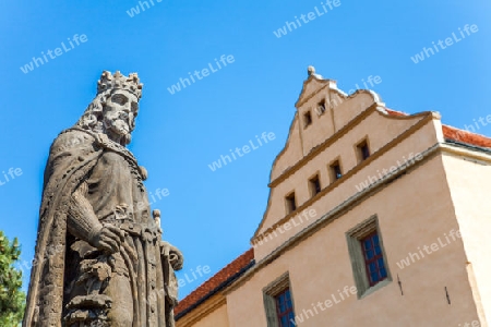 Monument of Charles IV King and Emperor in front of the Castle M?ln?k Bohemia Czech Republic