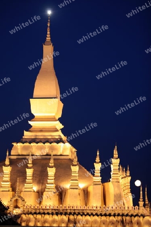 Der Wat That Luang in Vientiane der Hauptstadt von Laos in Suedostasien. 