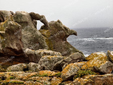 Steinnasen ragen wie Drachengesichter in Richtung Atlantik