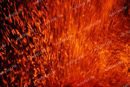 Sparks in fireplace