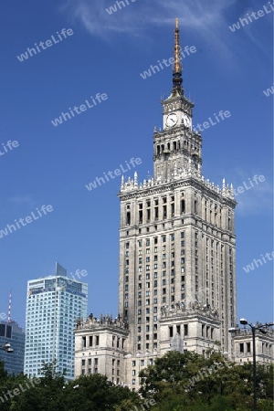 The Culture Palace in the City of Warsaw in Poland, East Europe.