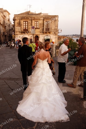 a wedding in the the old Town of Siracusa in Sicily in south Italy in Europe.