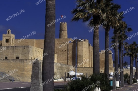 Das Ribat oder Festung in der Altstadt in Monastir am Mittelmeer im Nordosten von Tunesien in Nordafrika.