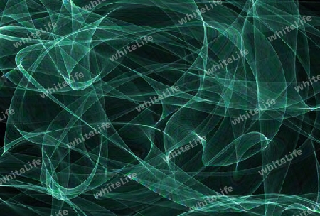 Artwork with curved colorful lines on a black background