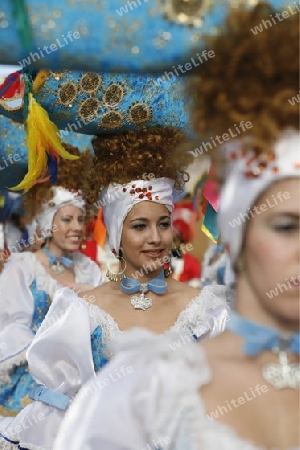 The Carneval in the Town of Tacoronte on the Island of Tenerife on the Islands of Canary Islands of Spain in the Atlantic.  