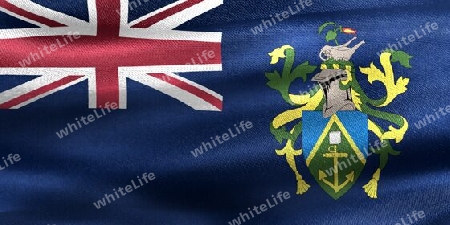 Pitcairn Islands flag - realistic waving fabric flag