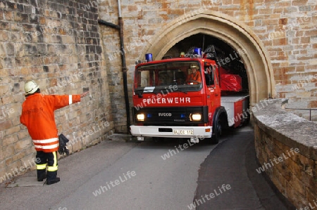 Feuerwehr?bung in der Burg Hohenzollern