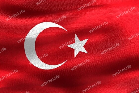 3D-Illustration of a Turkey flag - realistic waving fabric flag.