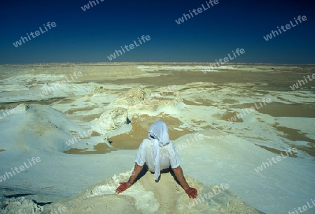the white desert in the sahara desert in Egypt in North Africa. 
