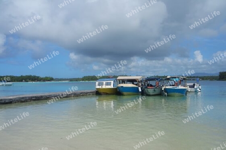 Ausflugsboote in Blue Bay, Mauritius