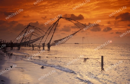 The fishingnet near the city ofi Kochi in the province Kerala in India.
