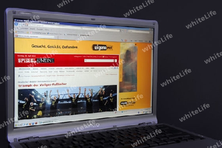 Website, Internetseite, Internetauftritt von Spiegel online  auf Bildschirm von Sony Vaio  Notebook, Laptop