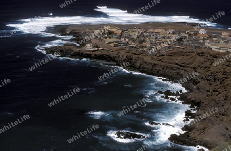 The village of Ponta do Sol near Ribeira Grande on the Island of Santo Antao in Cape Berde in the Atlantic Ocean in Africa.