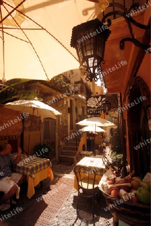 The old Town of  Taormina in Sicily in south Italy in Europe.
