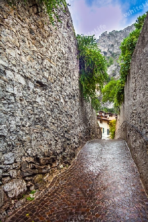 Old town of Limone Lake Garda Italy