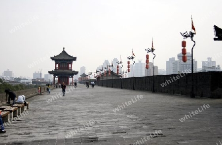 Altstadt von Xian, Blick ueber die Stadtmauer