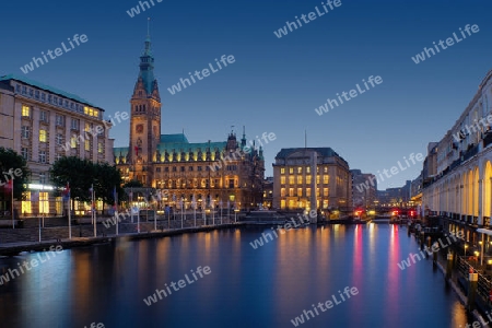 Hamburg. Rathaus und Alterarkaden