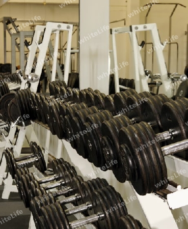 many dumbbells in the gym