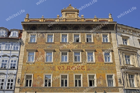 historische Fassade des Hotel Rott, Altstaedter Rind , Altstadt , Prag, Tschechien, Europa, Boehmen