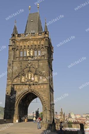 Altstaedter Turm an der Karsbr?cke,  Prag, Boehmen, Tschechien, Europa
