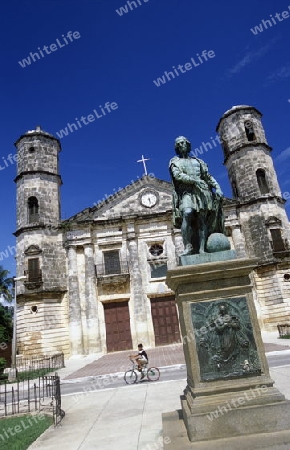 the catedral with a Columbus Monument in the old town of cardenas in the provine of Matanzas on Cuba in the caribbean sea.