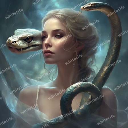 Frau mit Schlangen