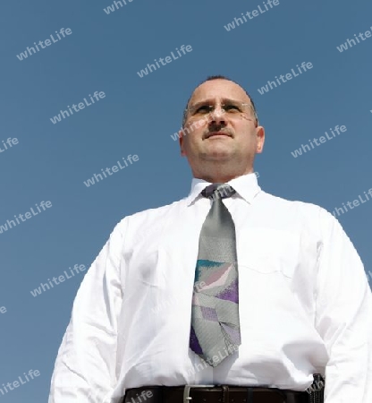 one businessman with blue background