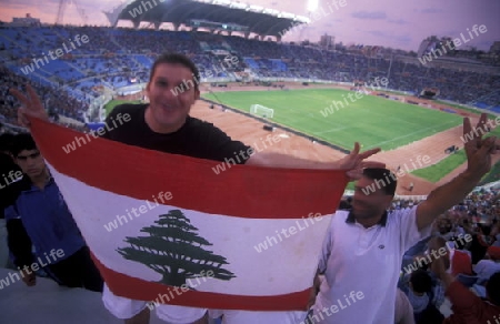 Lebanon soccer fans in the National Stadium in Beirut in Lebanon.
