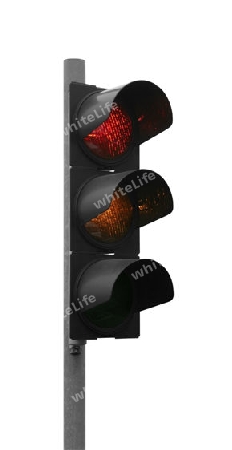 red and yellow traffic light isolated on white