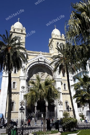 Afrika, Nordafrika, Tunesien, Tunis
Die Kathedrale St. Vincent de Paul an der Avenue Habib Bourguiba in der Tunesischen Hauptstadt Tunis.

