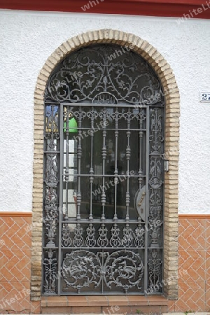 Tür mit Gitter. Spanien, Andalusien