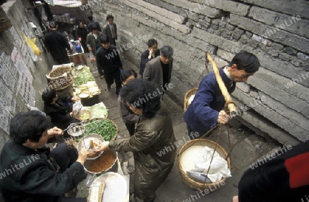  the Market streets of Chongqing in the province of Sichuan in china in east asia. 