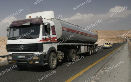 Oil Transport on the Highway vrom Aqaba to Aman in Jordan in the middle east.