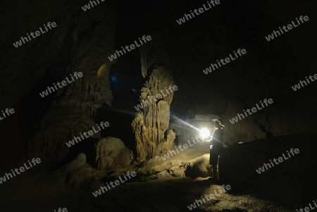 Die Hoehle Cave Pangmapha in der Bergregion von Soppong im norden von Thailand in Suedostasien.