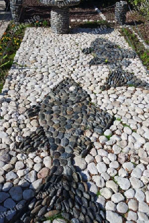 Stein Mosaik mit Fischen, Berg der Seligpreisungen, Israel