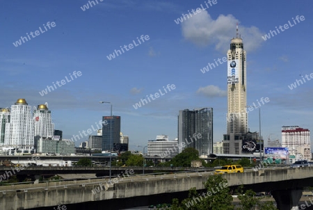 the skyline with the Baiyoke sky hotel at the Siam square aerea in the city of Bangkok in Thailand in Suedostasien.
