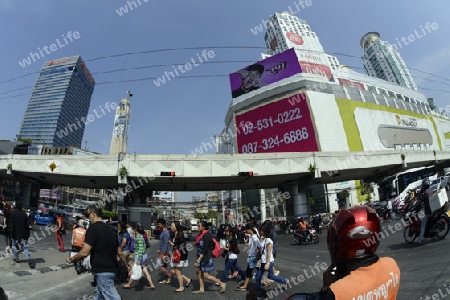 Das Stadtgebiet um Pratunam im Zentrum der Hauptstadt Bangkok von Thailand in Suedostasien.