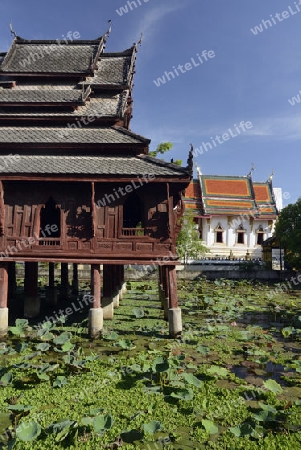 Der Tempel Wat Thung Si Meuang in der Stadt Ubon Ratchathani im nordosten von Thailand in Suedostasien.